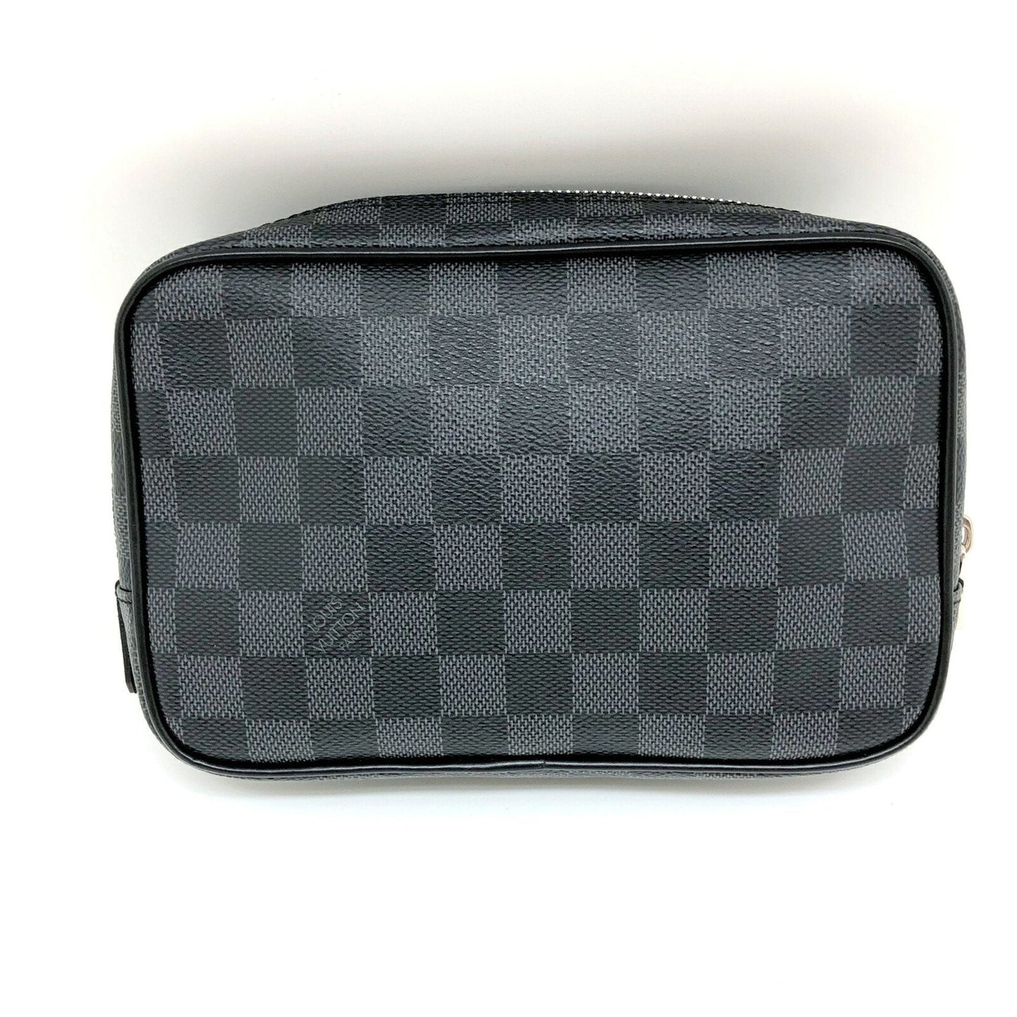 LOUIS VUITTON Truth Toilette PM Damier Graphite Black Silver Hardware Pouch Men's Clutch