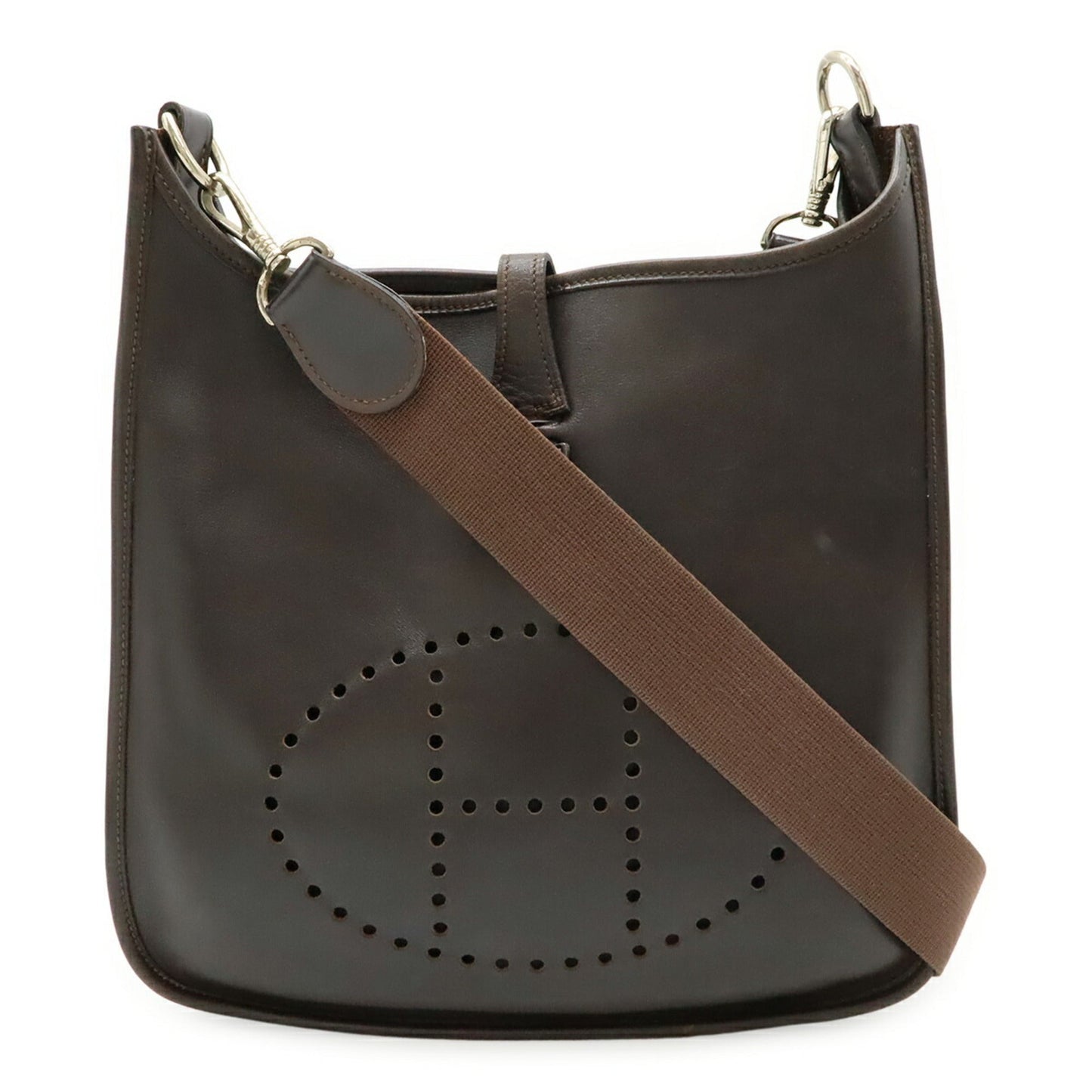 Hermes Dark Brown Evercalf Leather Shoulder Bag ( )