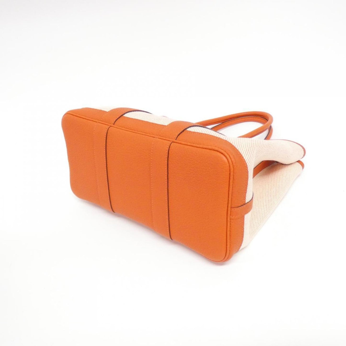 Hermes Garden Ecru Orange Poppy Toile H Negonda Leather Handbag ( )