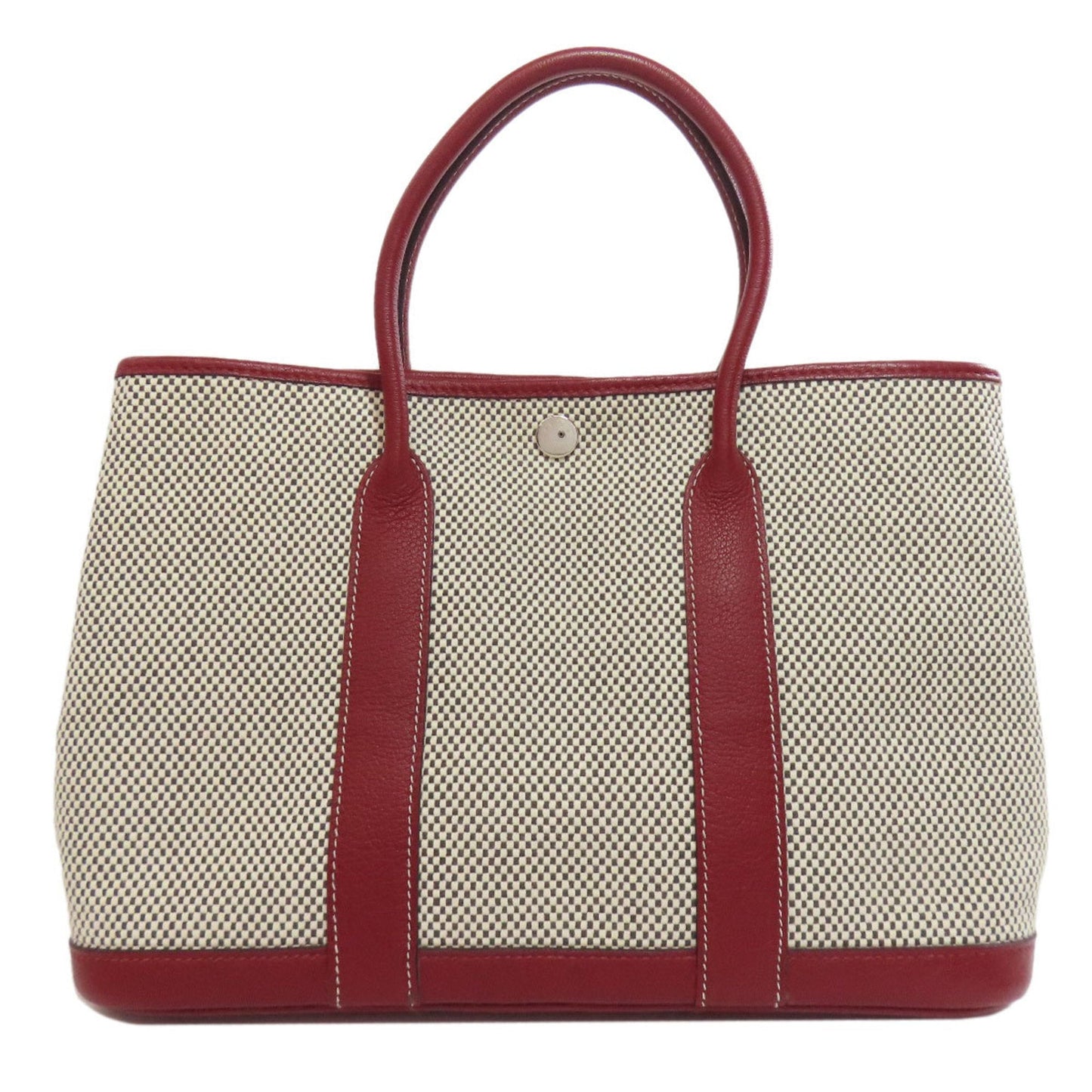 Hermes Bordeaux Gray Canvas Handbag ( )