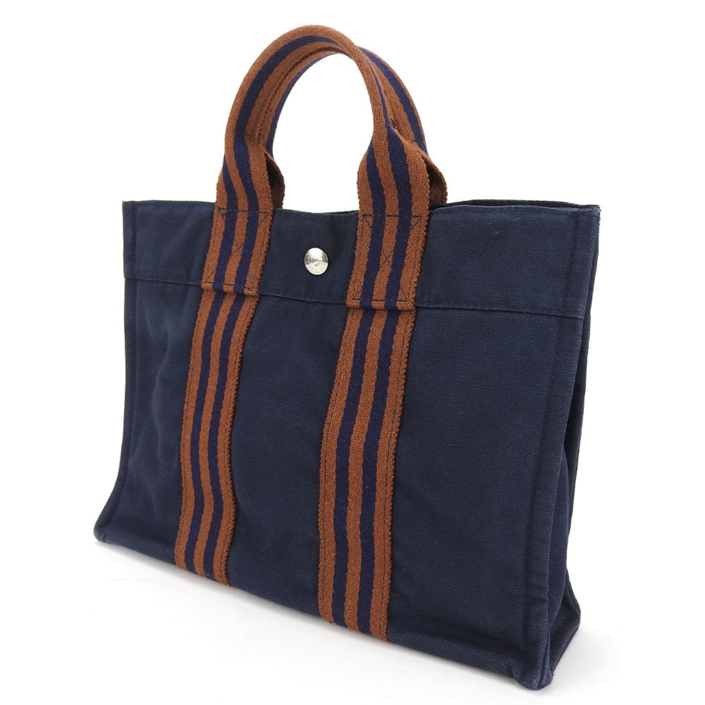 Hermes Brown Navy Canvas Tote Bag ( )