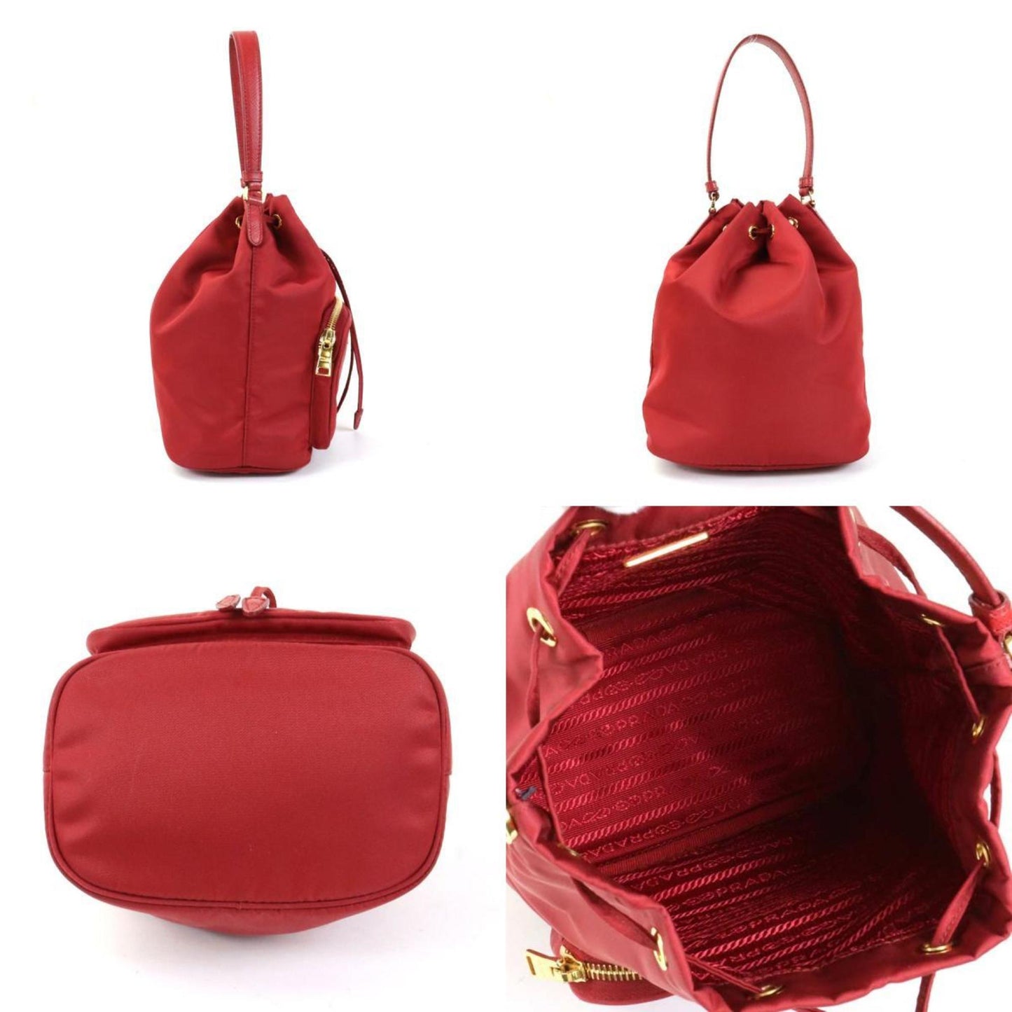 Prada Crossbody Shoulder Bag HandBag Nylon Red Ladies