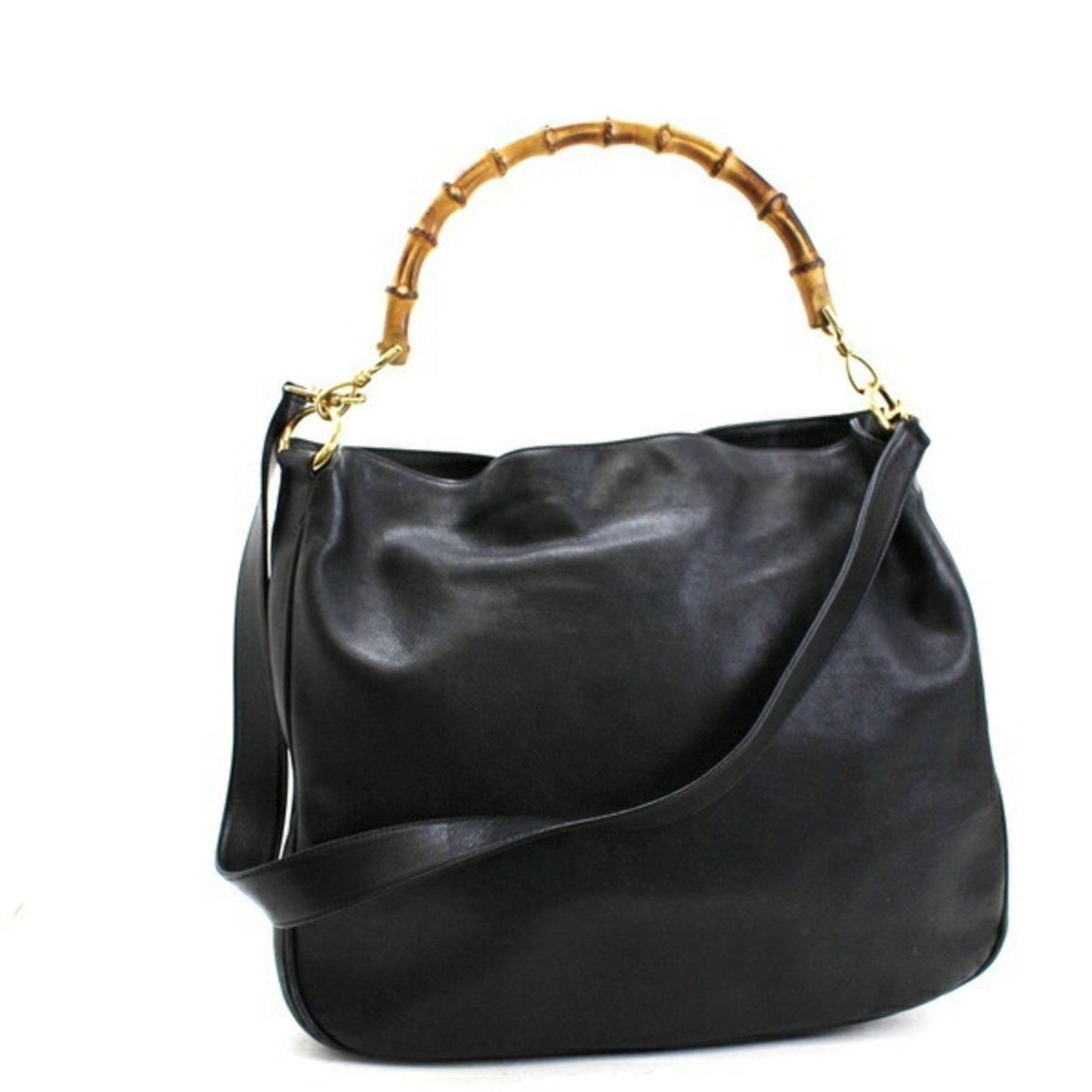 Gucci Bamboo Black Leather Shoulder Bag Style 7
