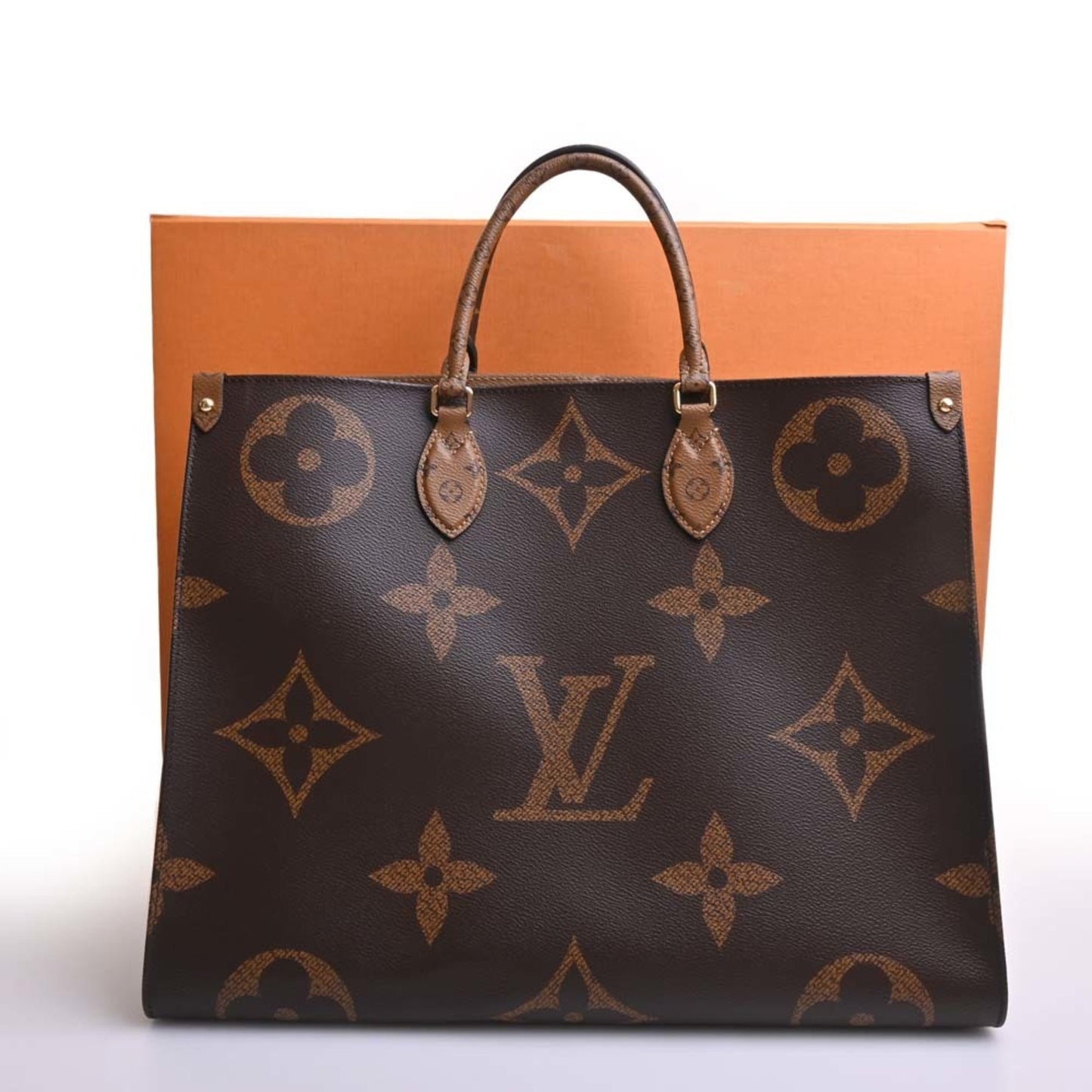 LOUIS VUITTON Giant Monogram Reverse On the Go GM Tote Bag Brown Women's