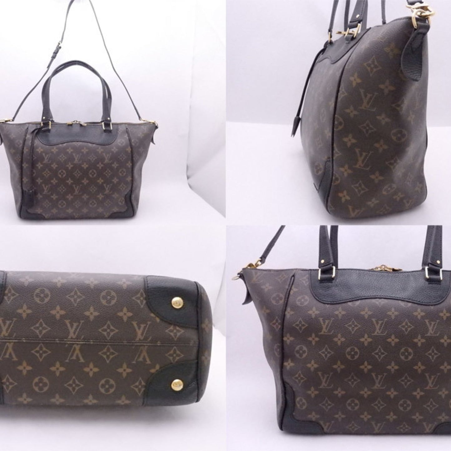 Louis Vuitton 2way Bag Monogram Estrella Brown Black Canvas Leather Handbag Shoulder Ladies