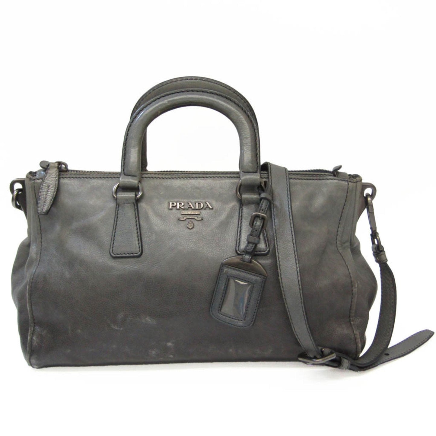 Prada Women's Leather HandBag,Shoulder Bag Gray,Gray Navy