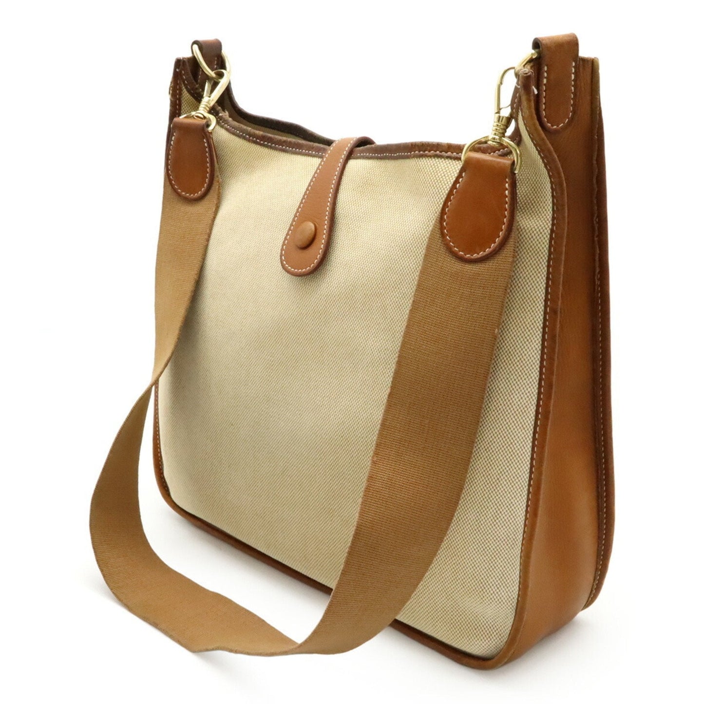 Hermes Evelyne Black Brown Natural Yellow Toile H Shoulder Bag ( )
