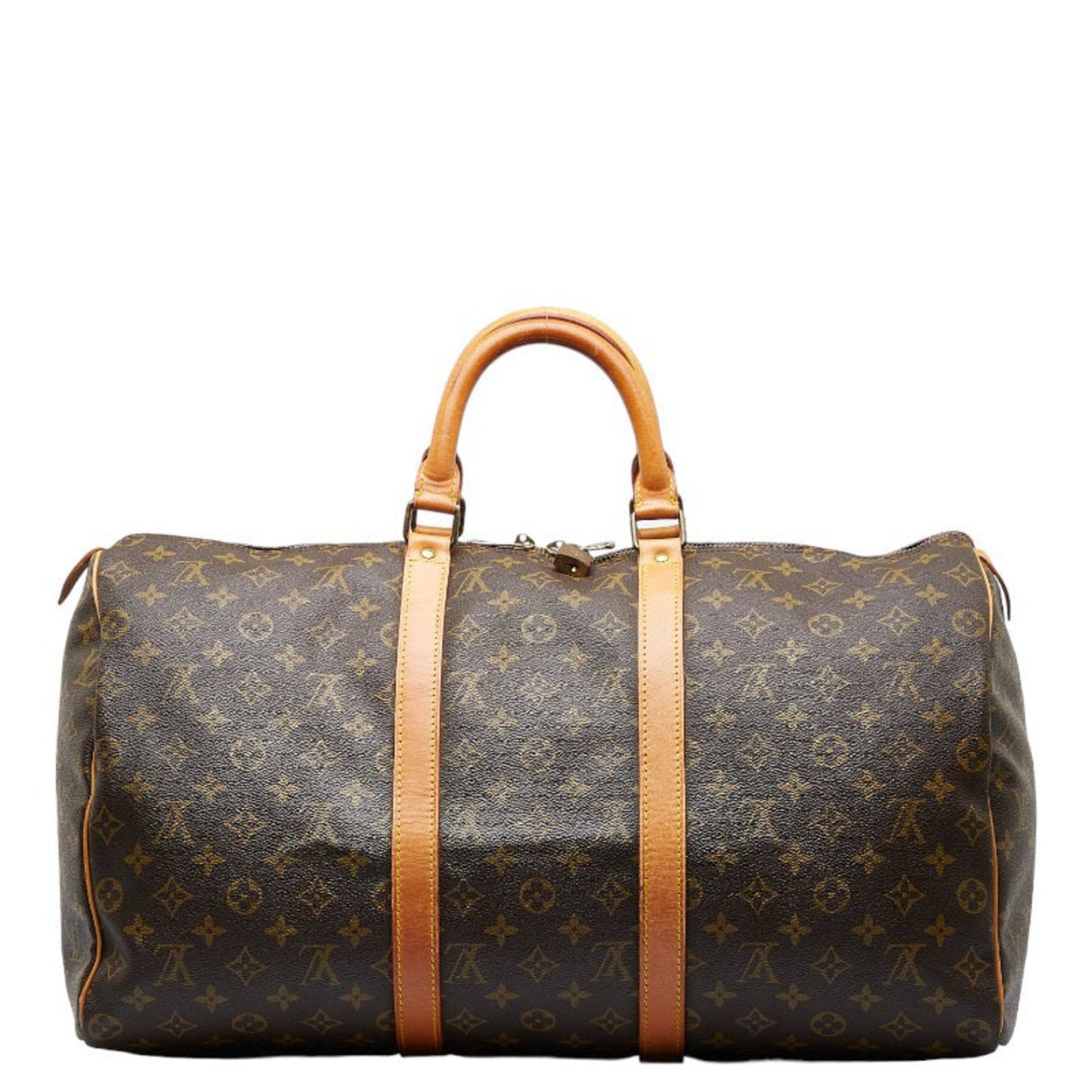 LOUIS VUITTON Monogram Keepall 50 Boston Bag Brown PVC Leather Ladies