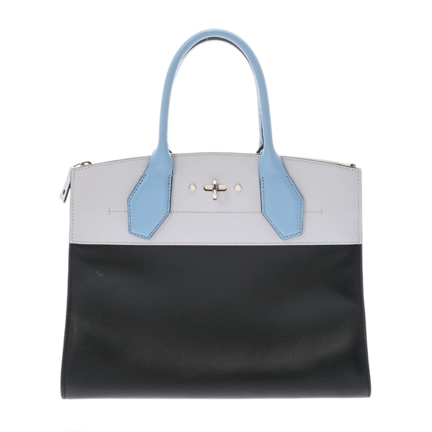 LOUIS VUITTON City Steamer MM Black Gray Blue Ladies Calf Bag