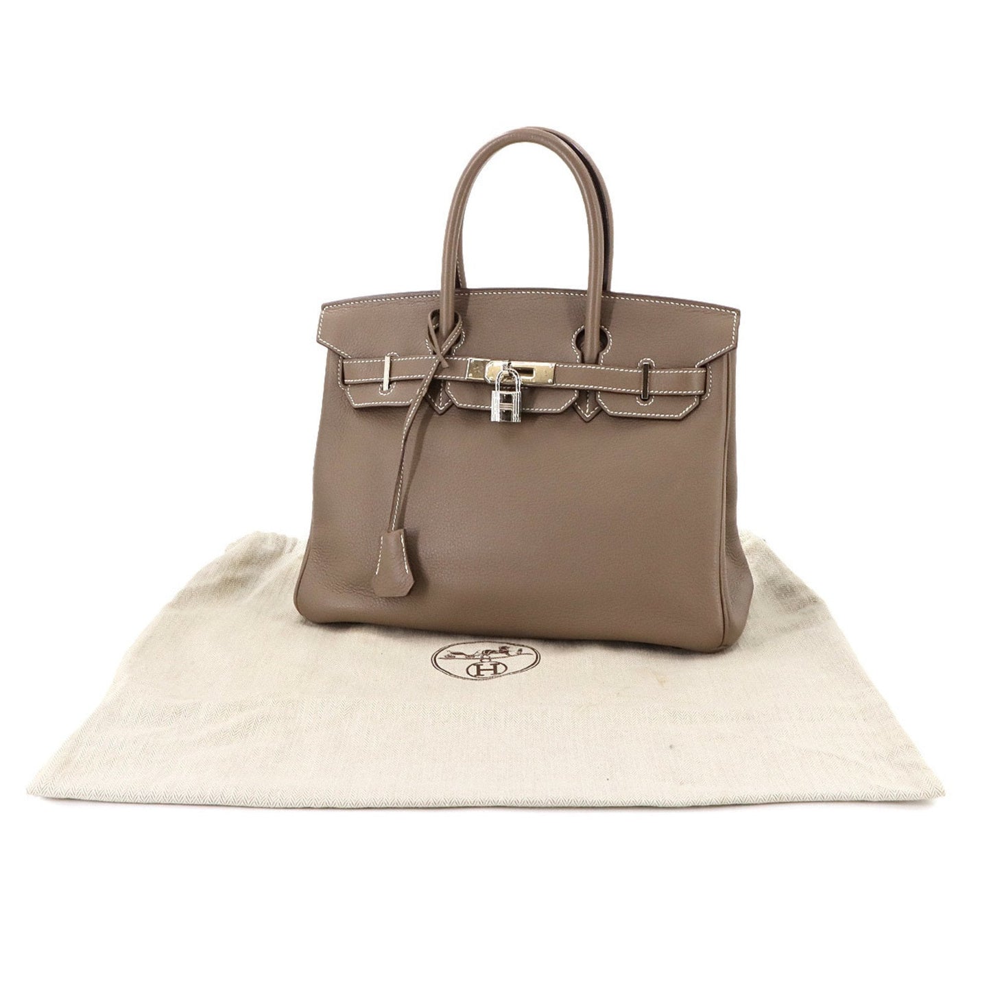 Hermes Etoupe Gray Taurillon Clemence Leather Handbag ( )