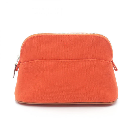 Hermes Brown Feu Orange Canvas Leather Pouch ( )