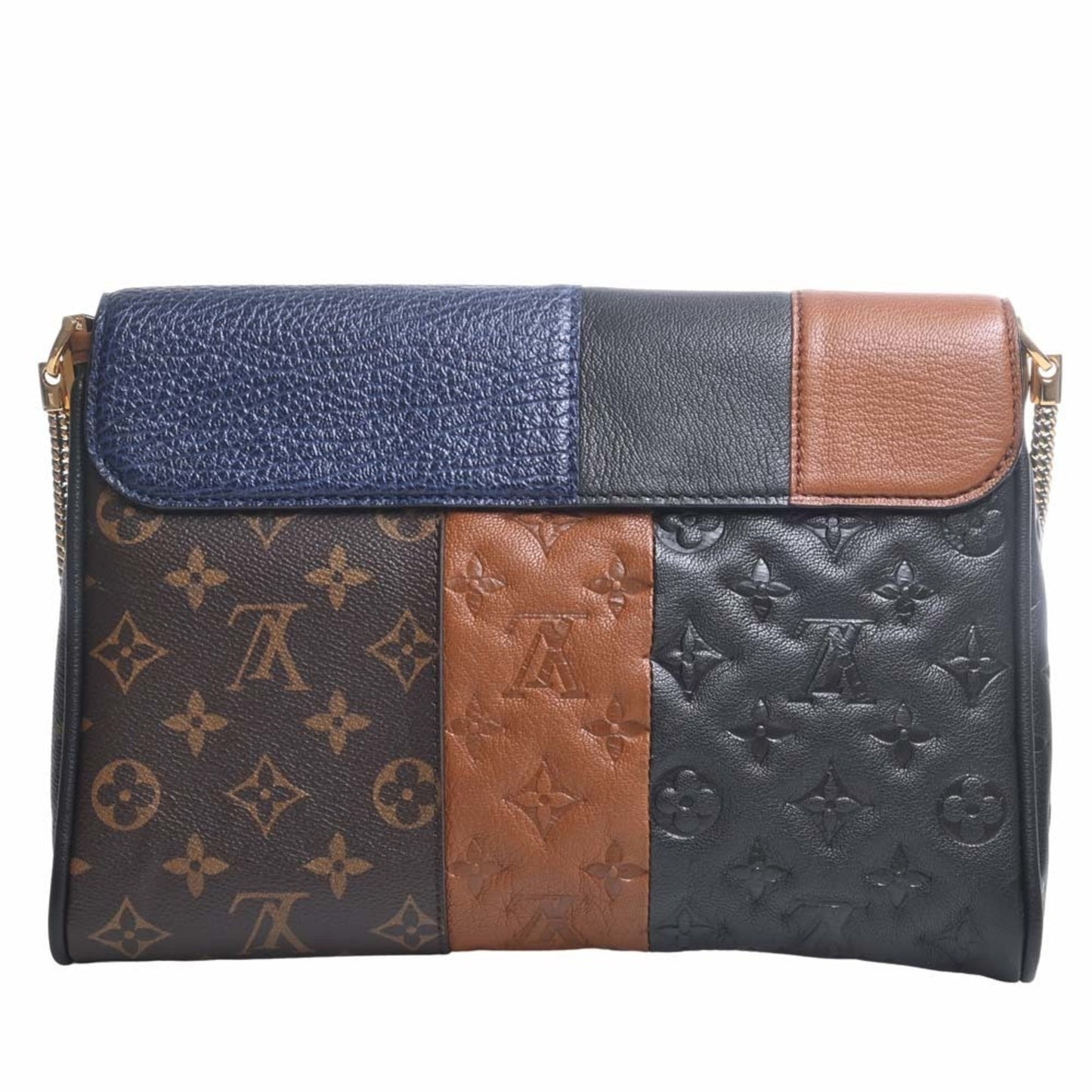 LOUIS VUITTON Monogram Blox Pochette Shoulder Bag Brown/Black/Blue Women's