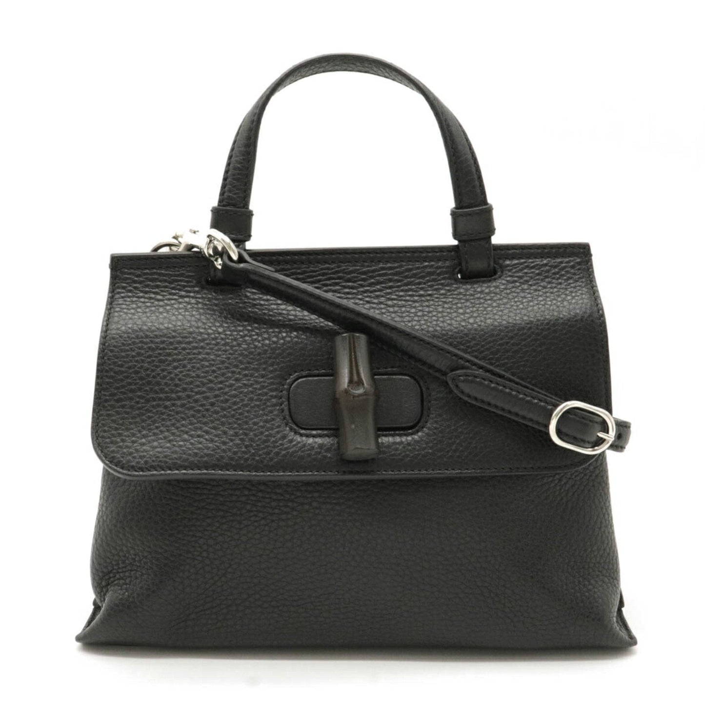 Gucci Bamboo Black Leather Shoulder Bag Style 6