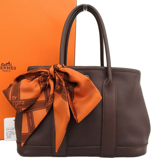 Hermes Garden Havane Swift Leather Silk Handbag ( )