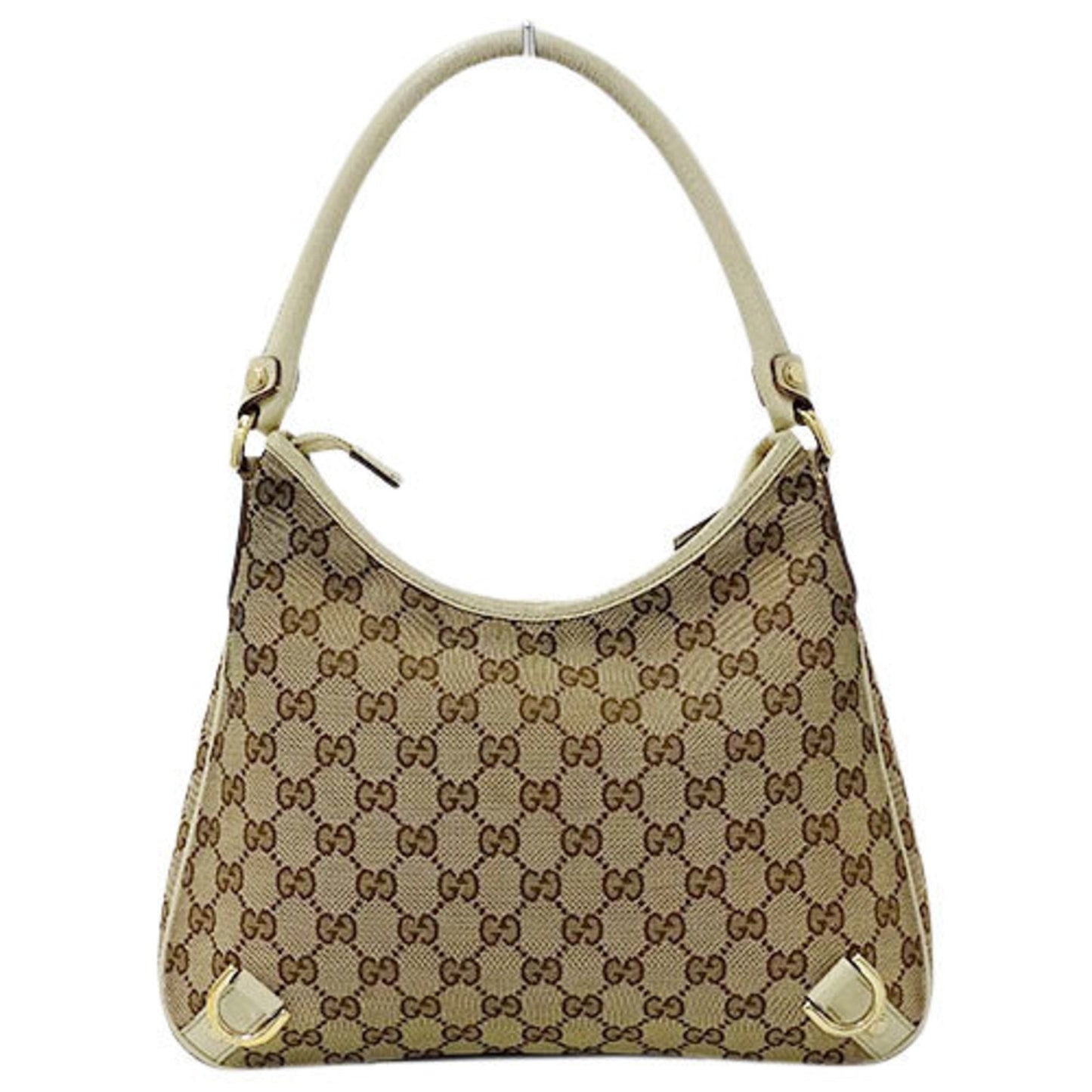 Gucci Abbey Brown Leather Canvas Shoulder Bag Style 2