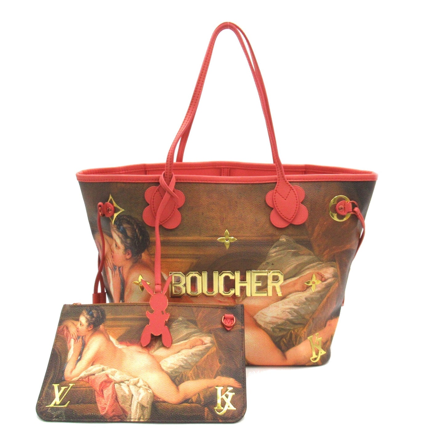 LOUIS VUITTON Neverfull MM Brown Pink Masters collection PVC coated canvas Tote
