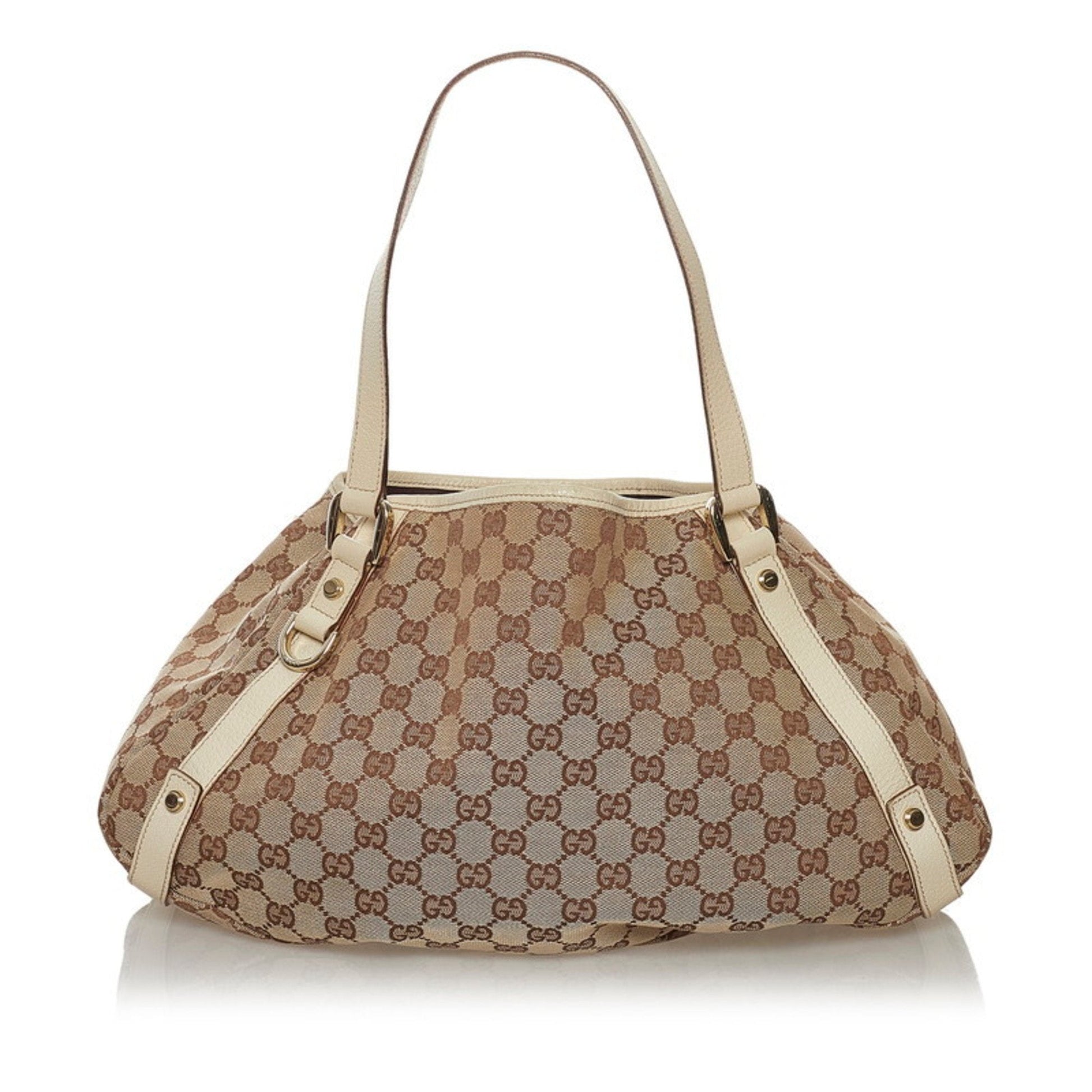 Gucci Beige Leather Canvas Handbag Style 4