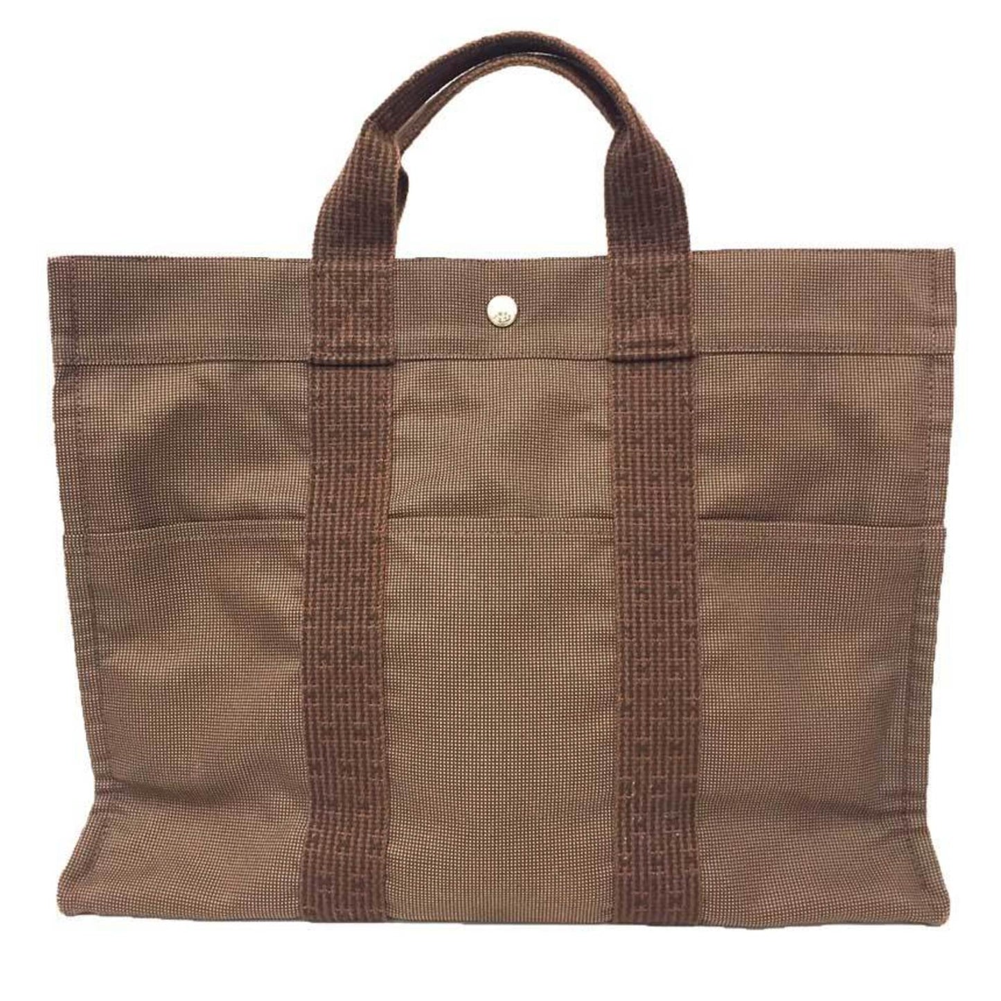 Hermes Brown Nylon Canvas Tote Bag ( )