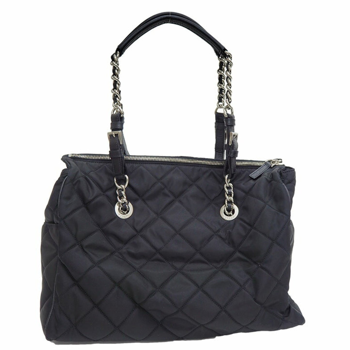Prada Quilted Chain Shoulder Bag Black Tote