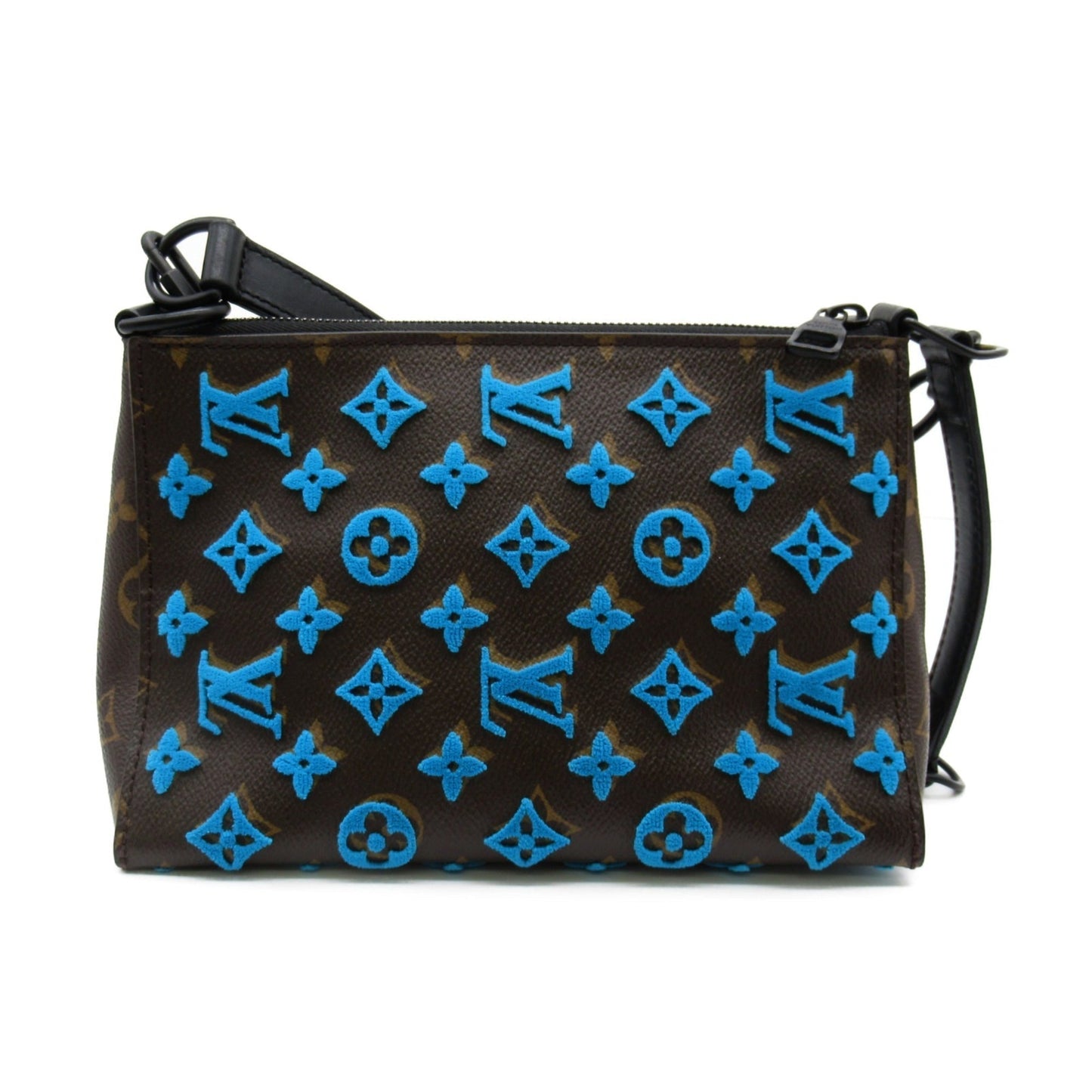 LOUIS VUITTON Triangle Messenger Brown Turquoise PVC coated canvas Handbag