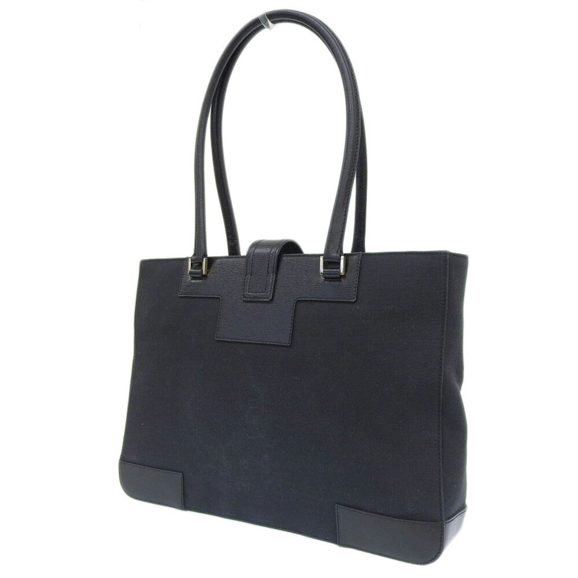 Gucci Black Leather Canvas Tote Style 36