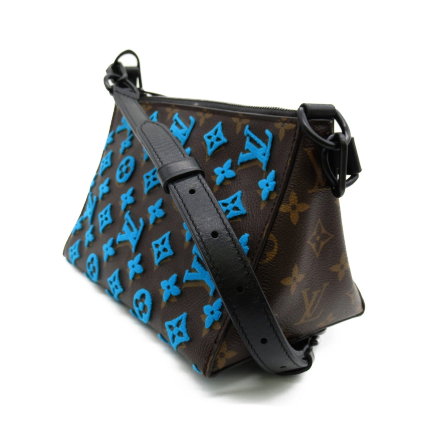 LOUIS VUITTON Triangle Messenger Brown Turquoise PVC coated canvas Handbag