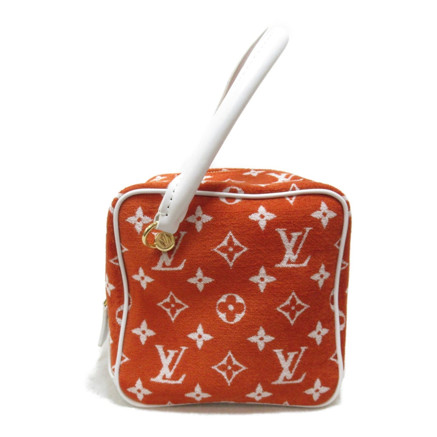 LOUIS VUITTON LV match square bag Red leather Monogram jacquard velvet