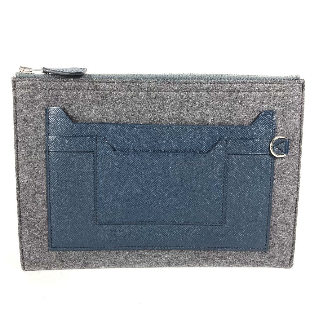 HERMES Clutch bag Felt leather gray To Doo 29