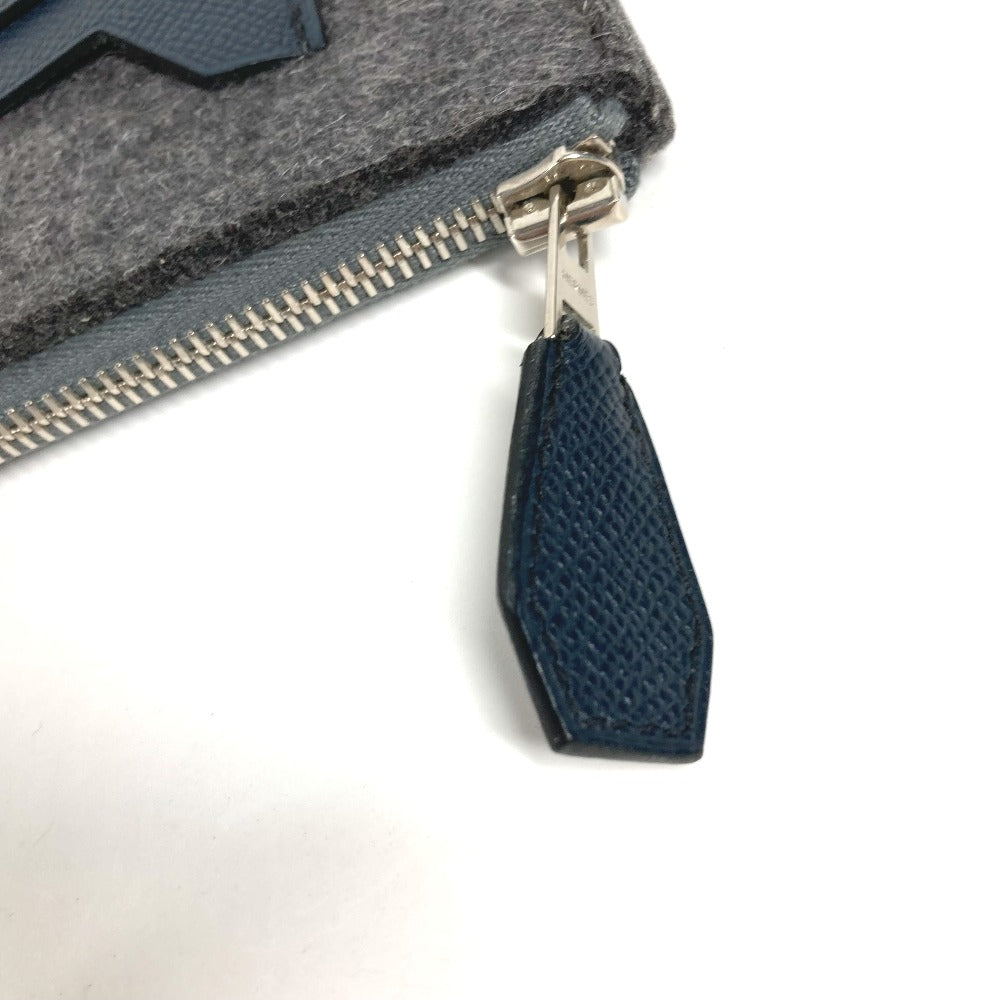HERMES Clutch bag Felt leather gray To Doo 29