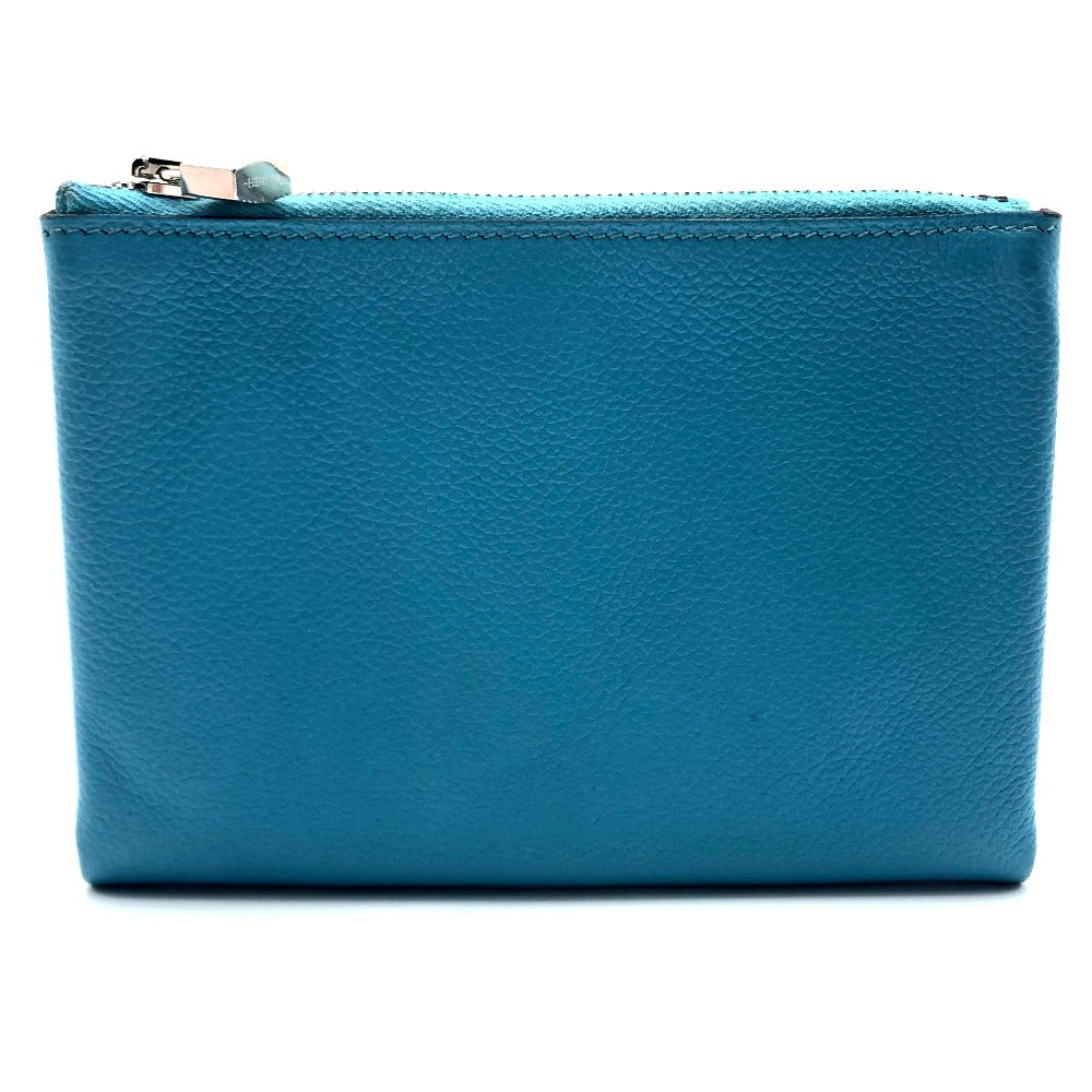 HERMES Pouch leather blue flat Atou PM Women
