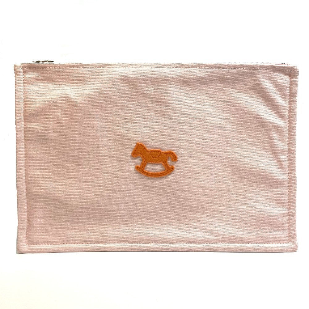 HERMES Pouch cotton pink accessory case Adada Dot GM Women