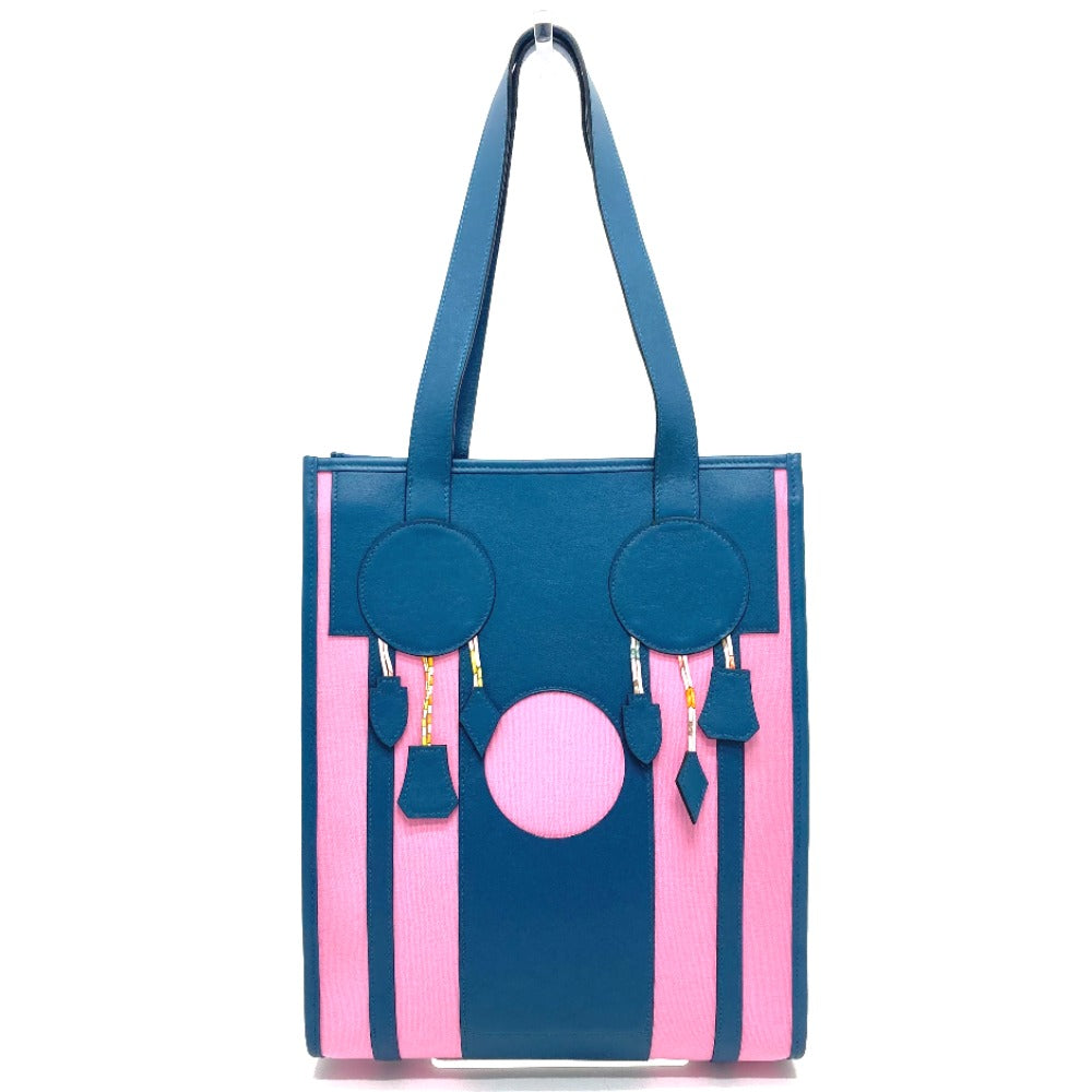 HERMES Tote Bag Leather / canvas Navy x pink Petit Ash dream Catcher Women