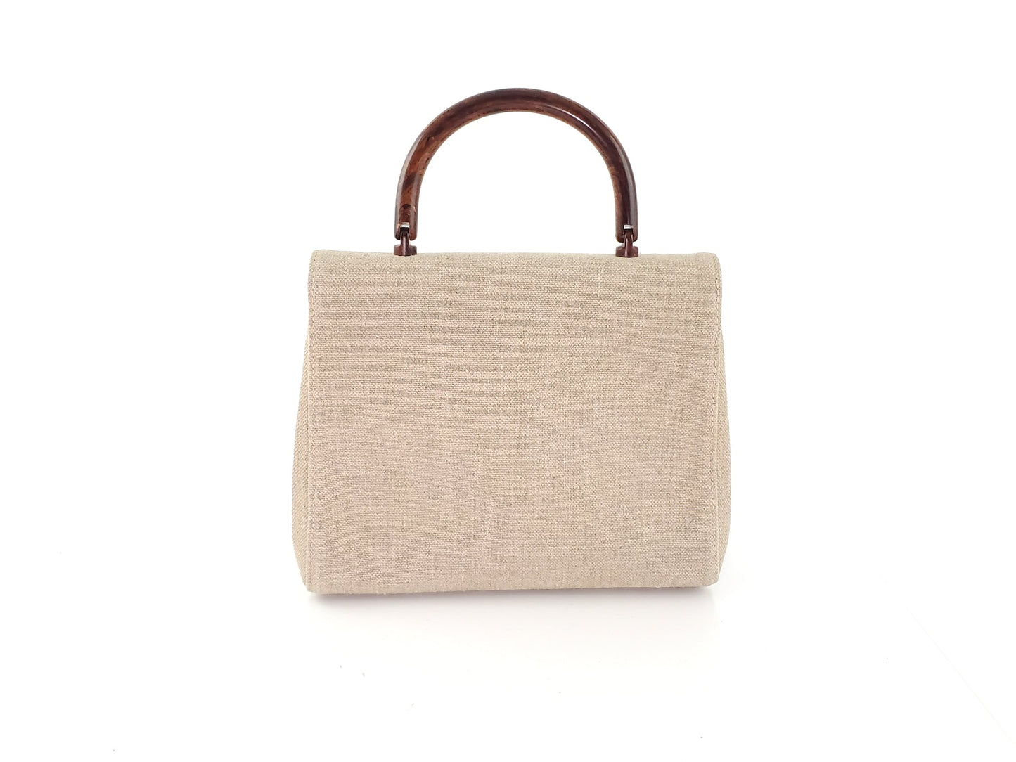 CHANEL Kelly Wood Canvas Top Handle Bag