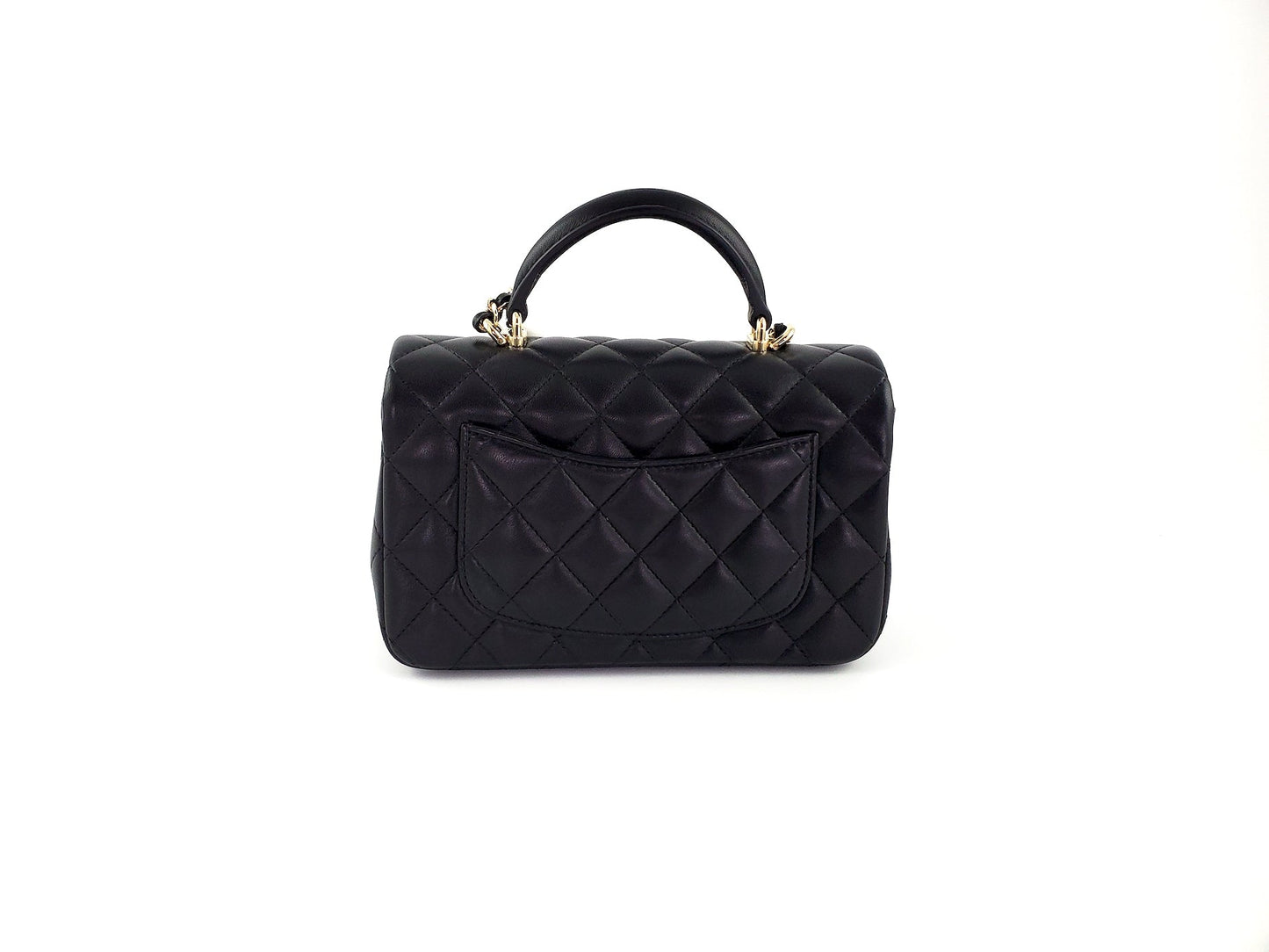 CHANEL 22P Top Handle Black Rectangular Mini Flap Bag