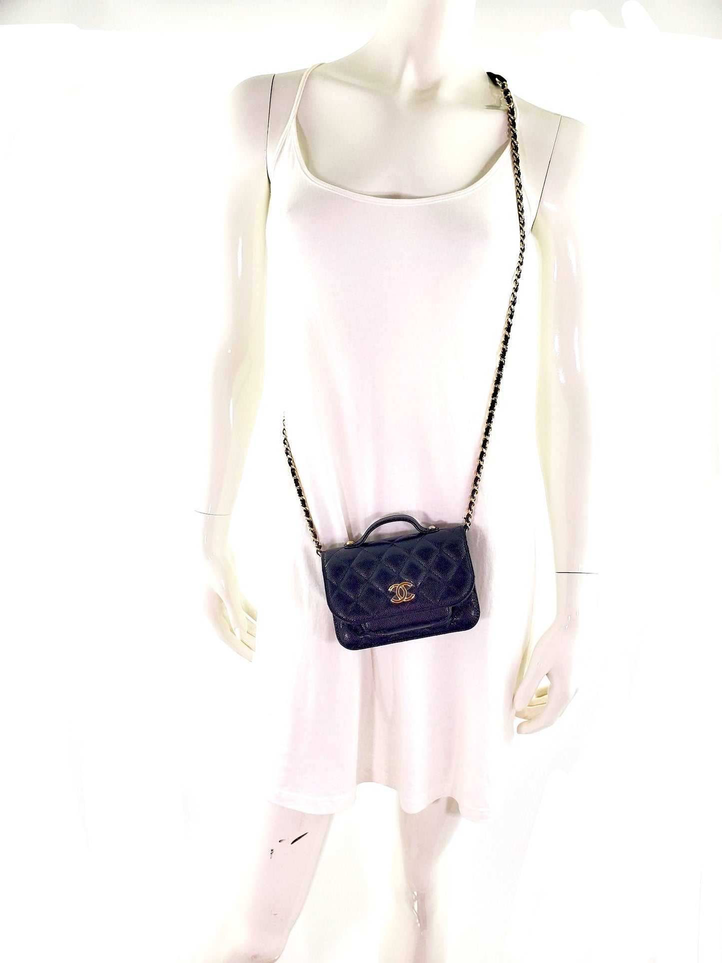 New CHANEL Black Caviar Mini Business Affinity Crossbody Chain Bag