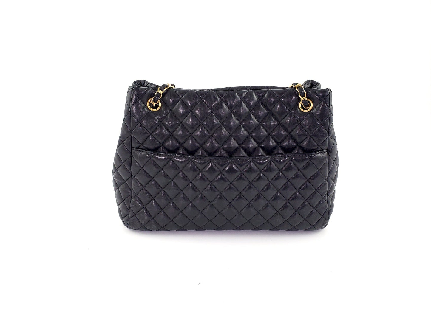 CHANEL Black Large Fluffy CC Shopping Leather Tote Bag