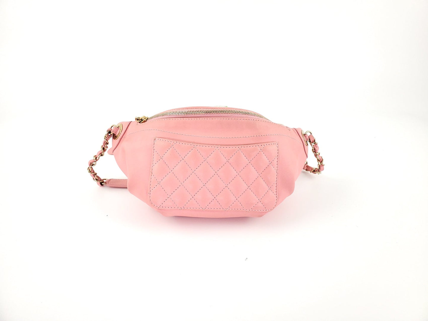 CHANEL Pink Leather CC Quilted Bi Waist Bag