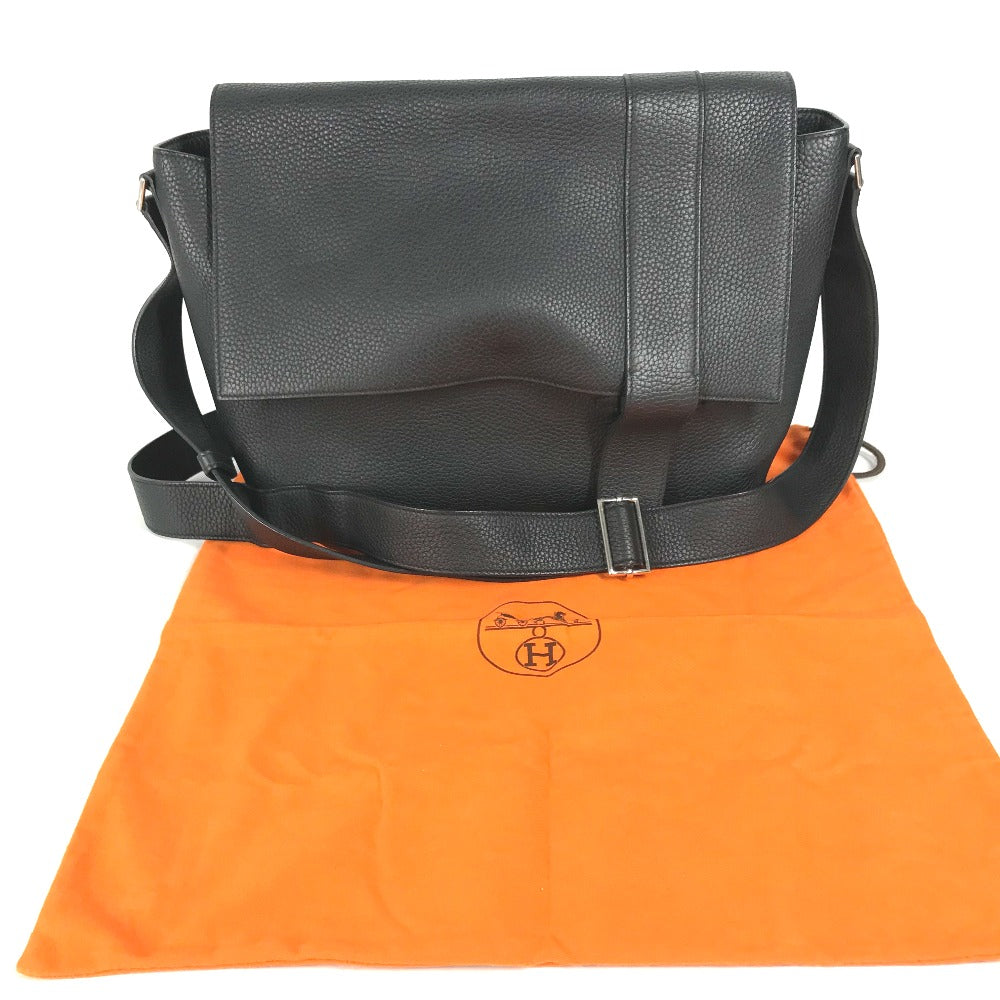 HERMES Shoulder Bag Taurillon Clemence black Crossbody bag Sac Alfred 35