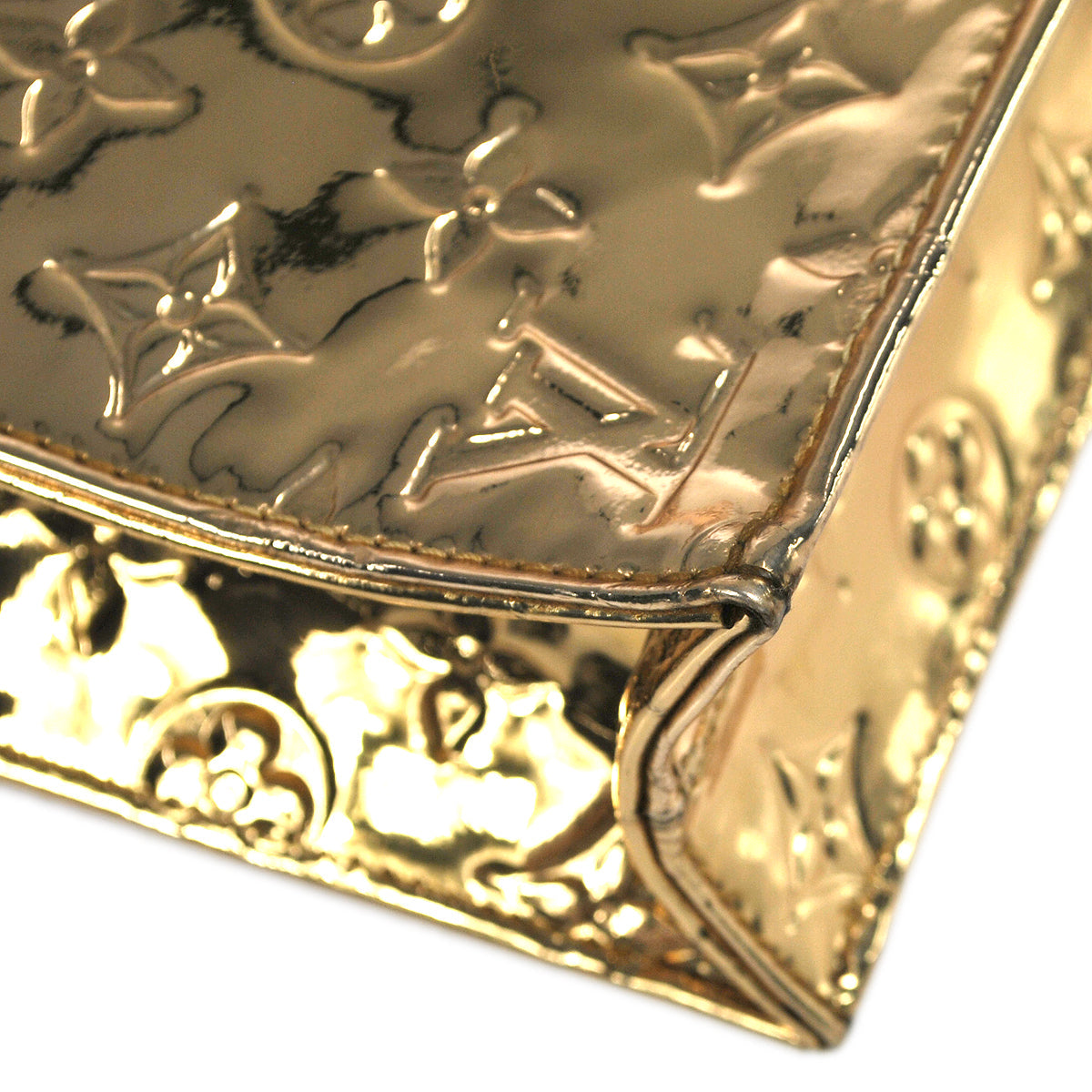 LOUIS VUITTON Sac Plat Tote Handbag Gold Monogram Miroir