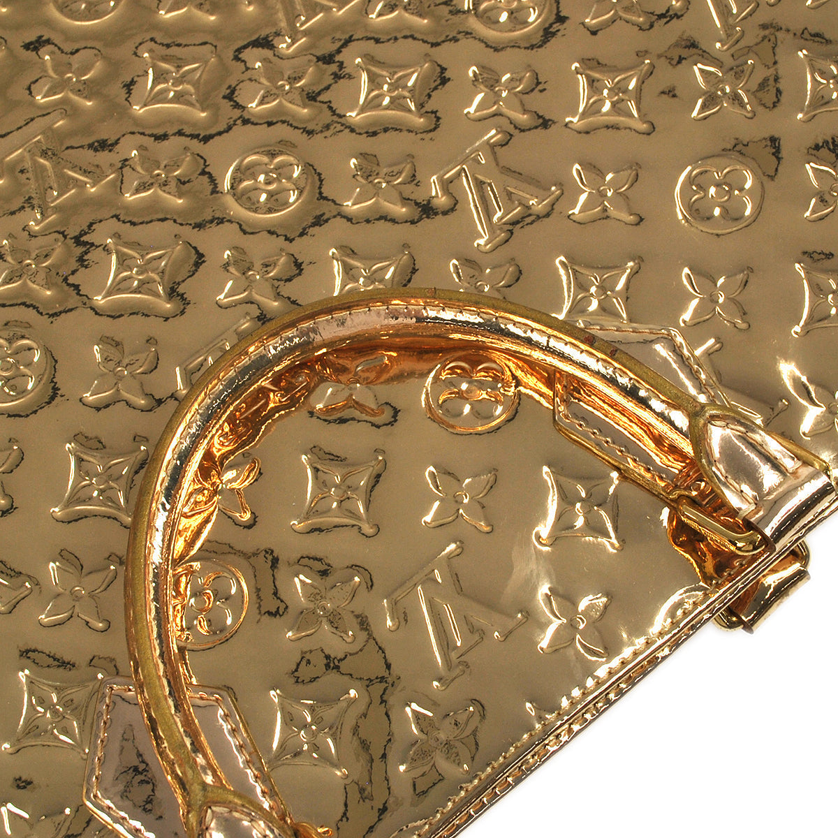 LOUIS VUITTON Sac Plat Tote Handbag Gold Monogram Miroir