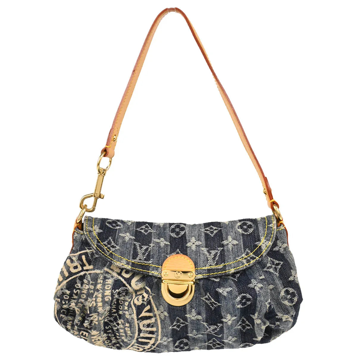 Louis Vuitton 2006 Blue Monogram Denim Mini Pleaty Raye Handbag M95333