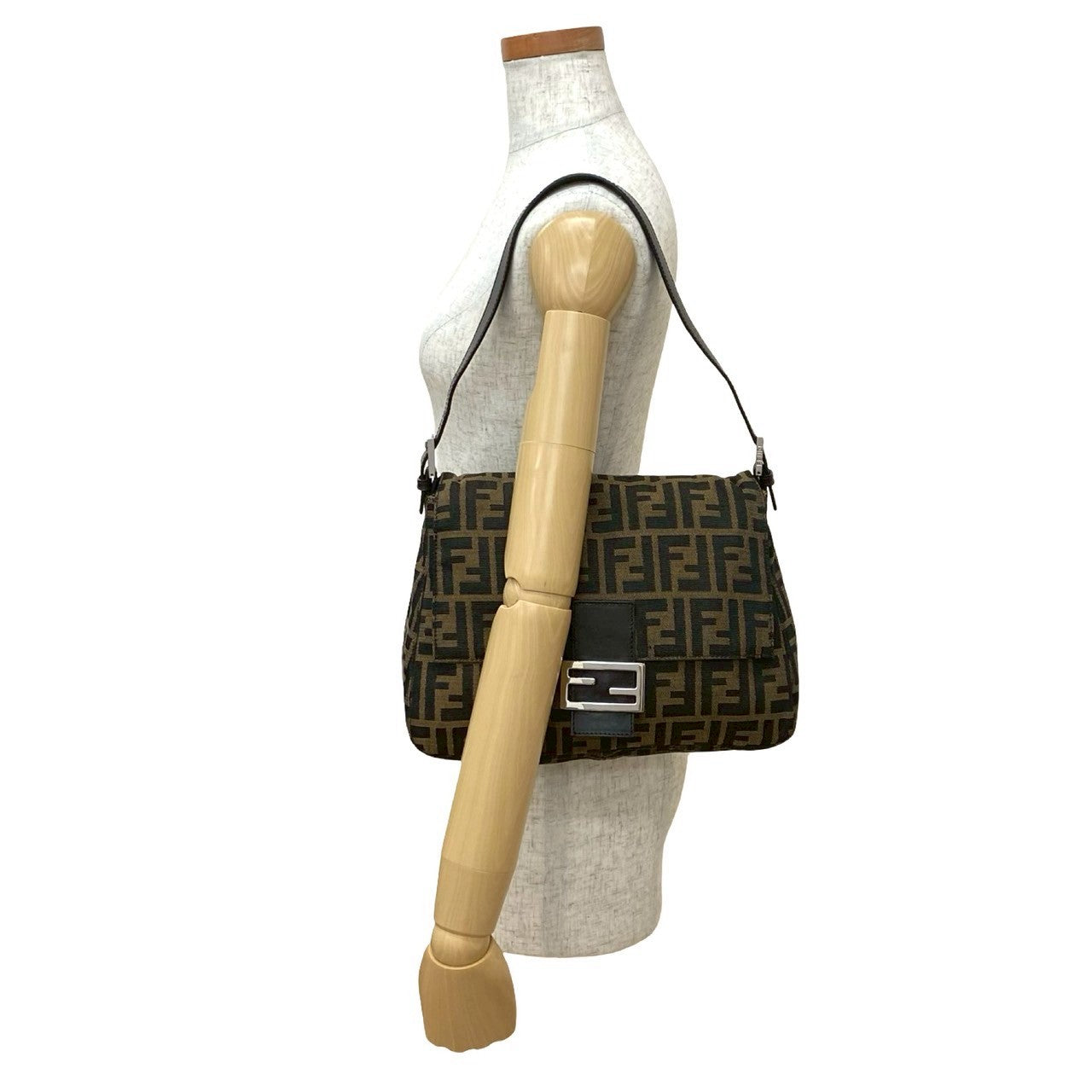 FENDI Shoulder Bag canvas Brown Mamma Bucket