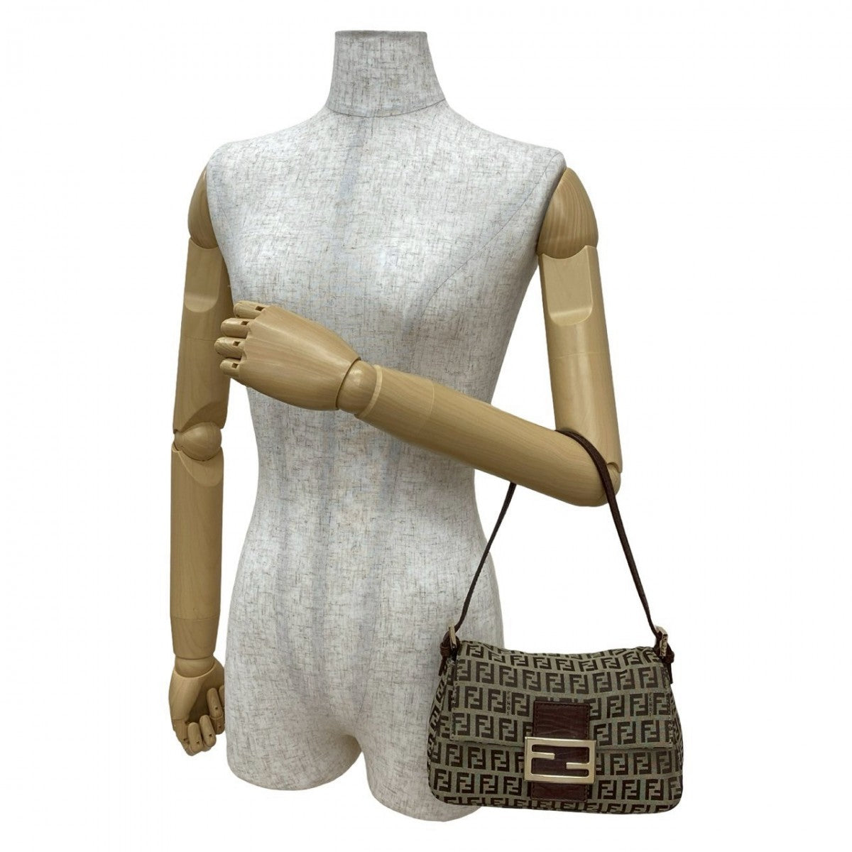 FENDI Handbag canvas Brown Mamma Bucket