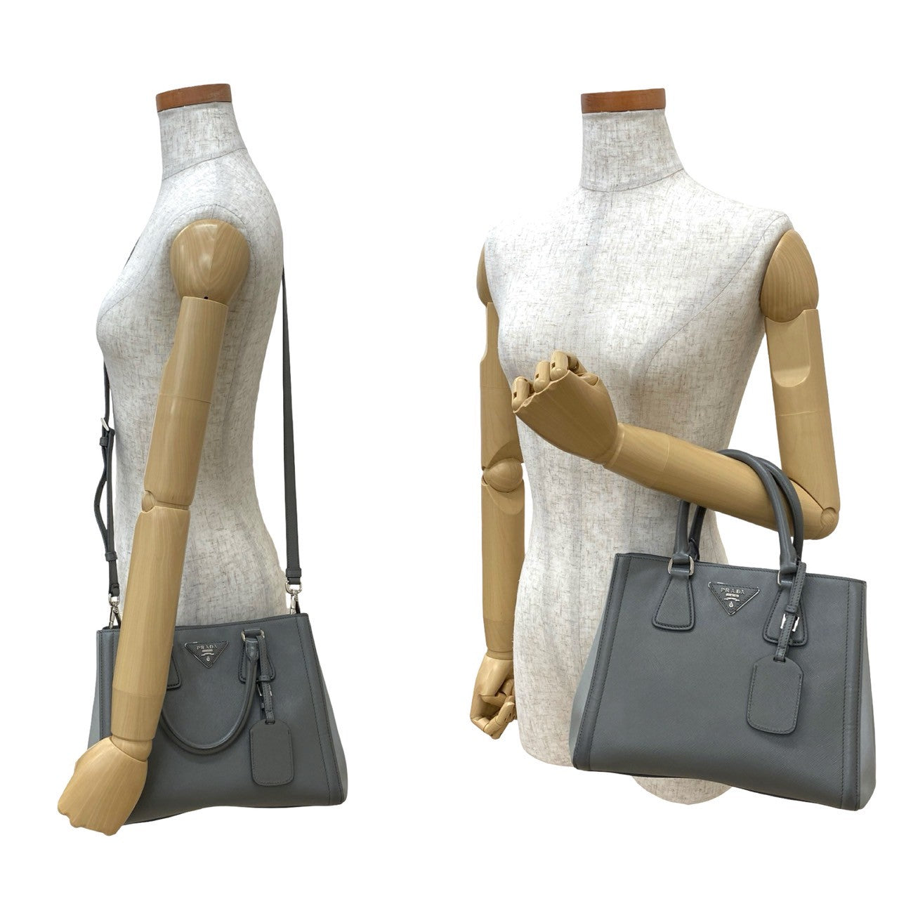 PRADA Shoulder Bag leather gray