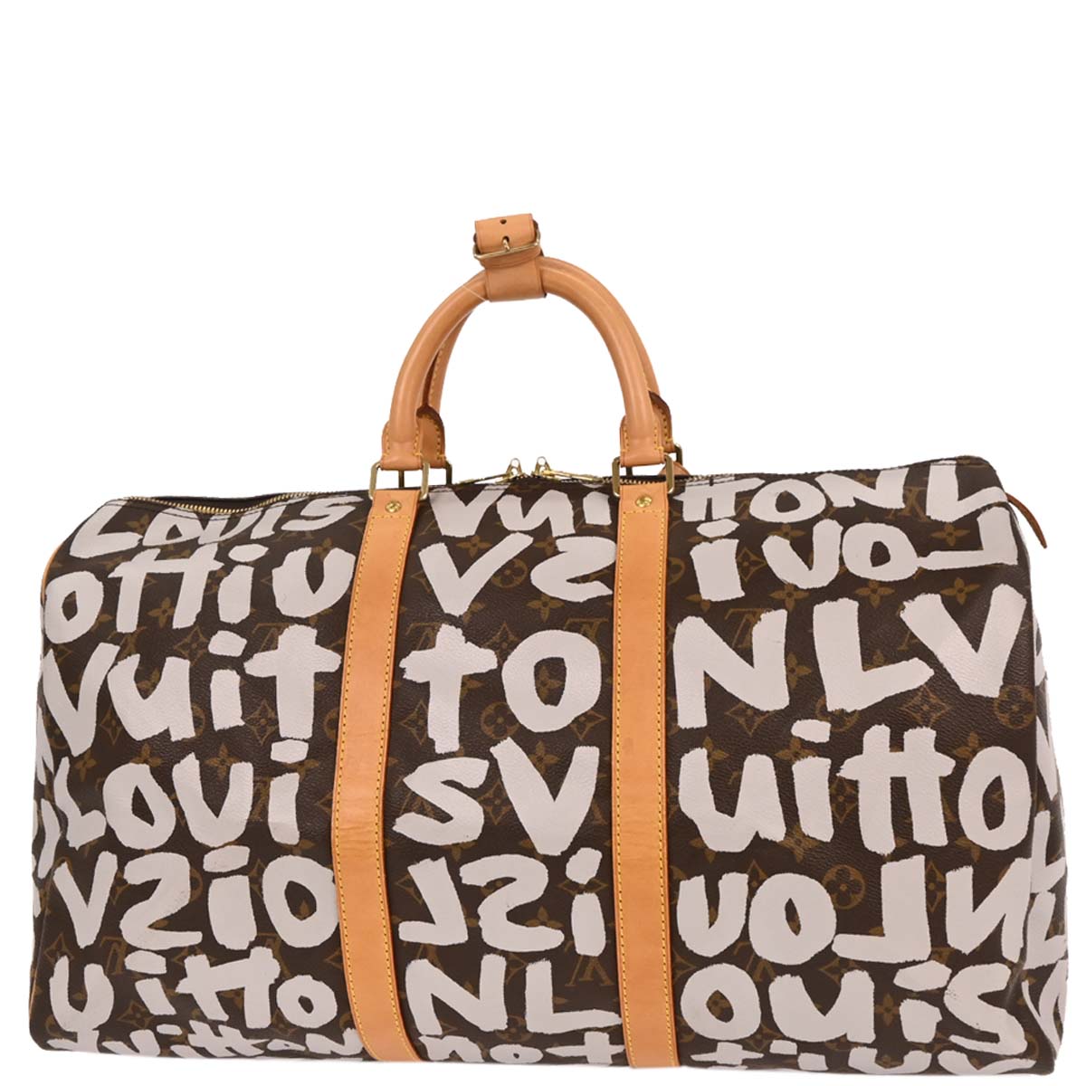 Louis Vuitton 2001 White Monogram Graffiti Keepall 50 Duffle Bag M92197