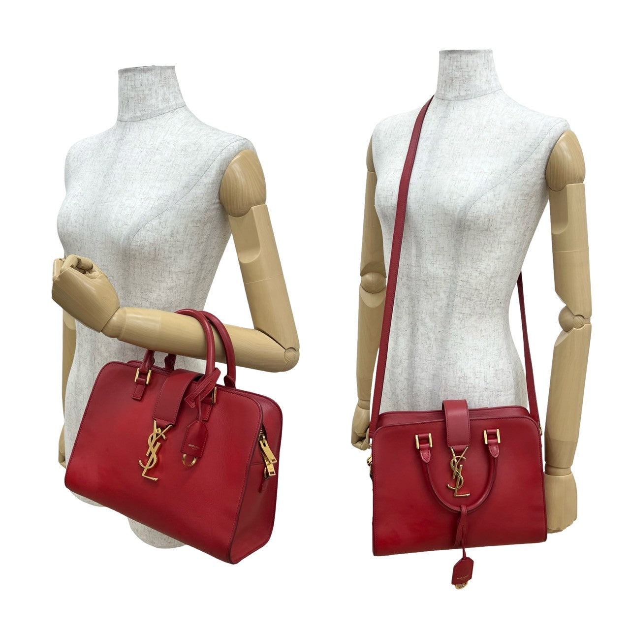 YVES SAINT LAURENT Shoulder Bag leather Red Baby mosquito bus