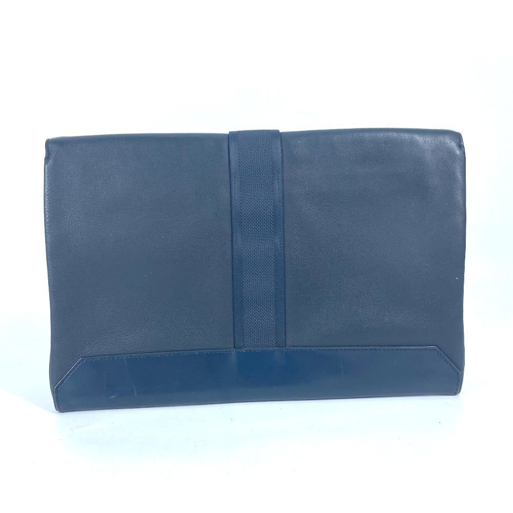 HERMES Clutch bag leather Navy City slide