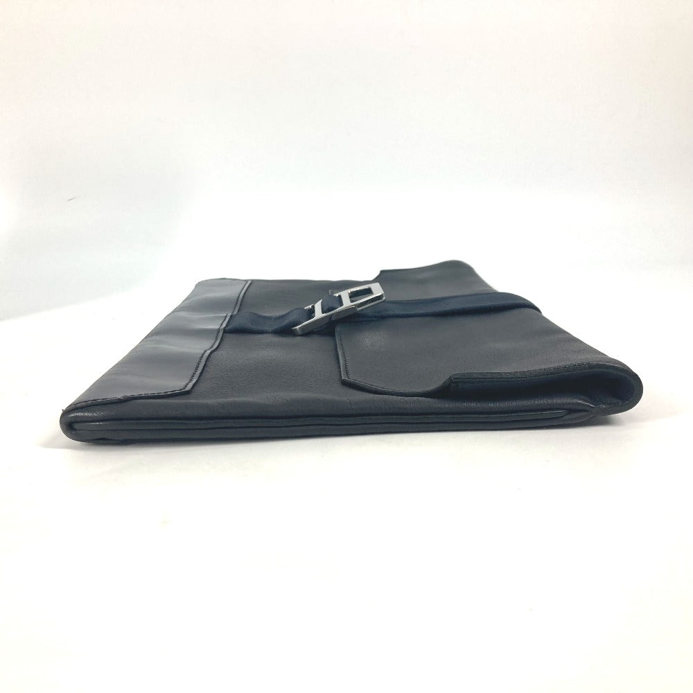 HERMES Clutch bag leather Navy City slide