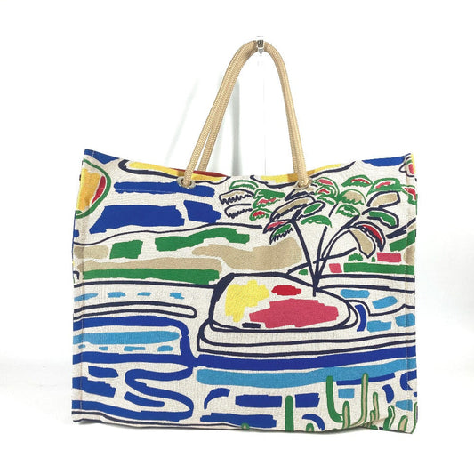 HERMES Shoulder Bag canvas multicolor beach bag bag Farniente Women