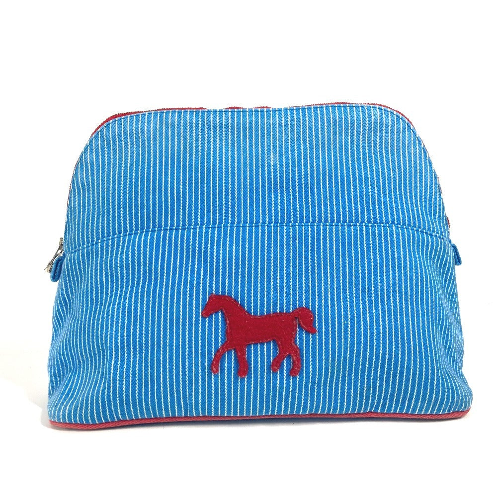 HERMES Pouch canvas blue BABY Baby Kids Caval Horse Pattern Stripe Kids